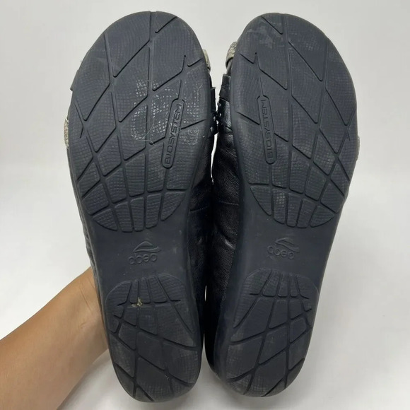 Abeo Toni Black Leather Slip On Comfort Ballet Flat Shoes Women’s Size 7N - Picture 11 of 11